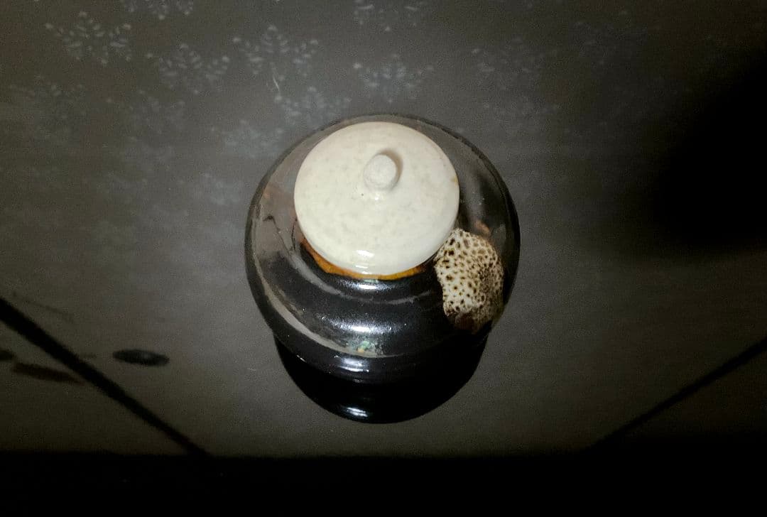 赤膚焼　二代目 小川二楽作　茶入　文琳　肩衝