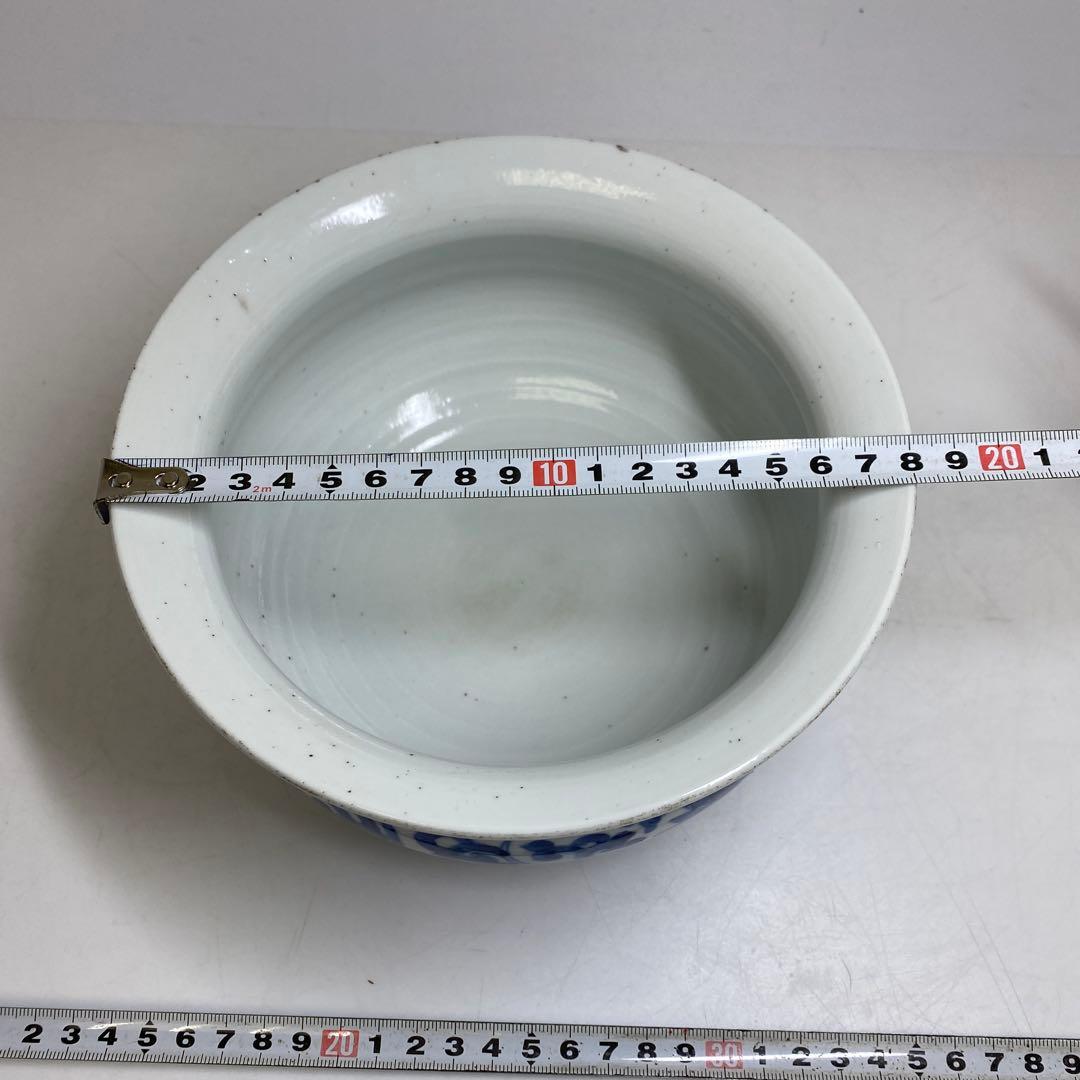 中国清時代 青花唐草図鉢 タサオ 直径約18cm 東T-0203②