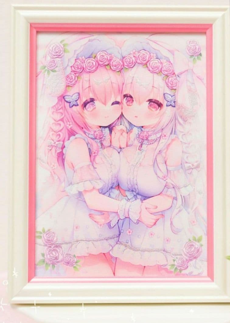 うさ城まに　W桜ちゃん　刺繍アート　アクスタ　タペストリー