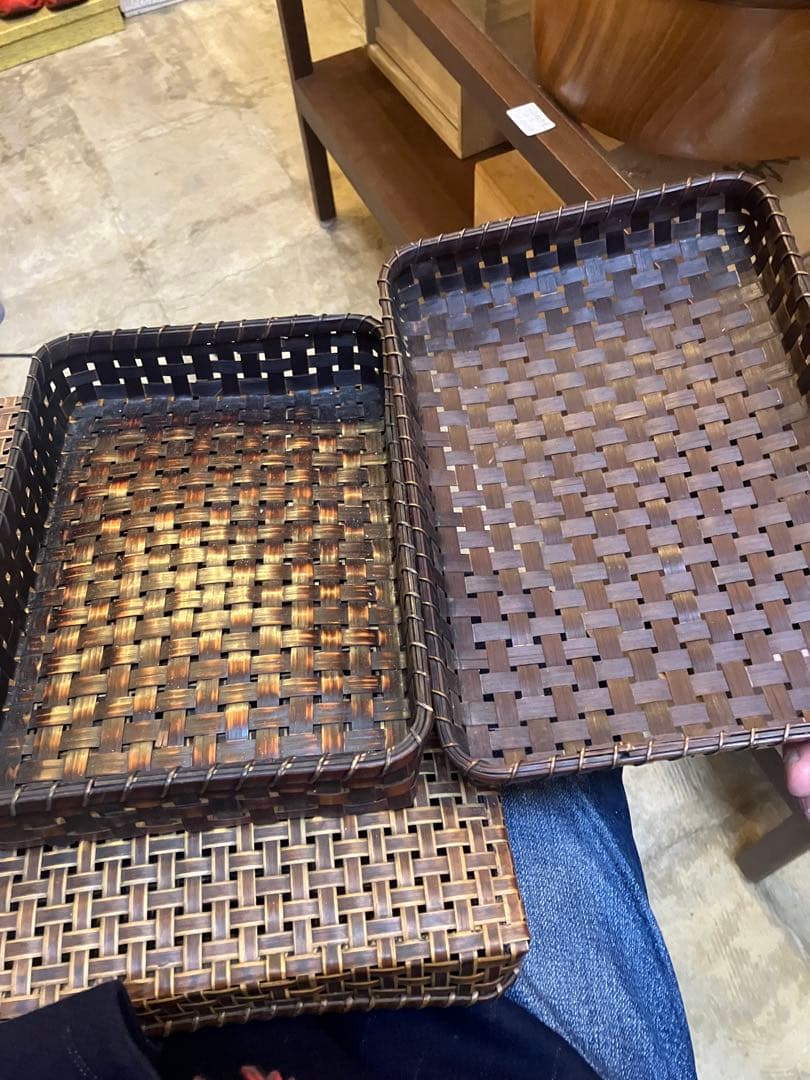 昭和雑貨　用途無限大！竹箱セット 大小2個