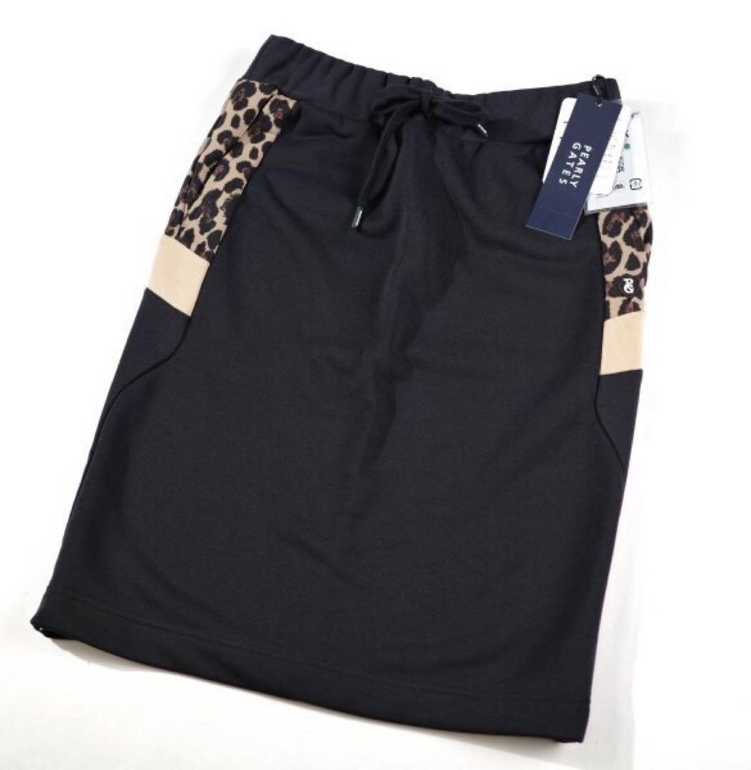 【PEARLY GATES】日本製 裏起毛豹柄スウェット テックスカート・0番S