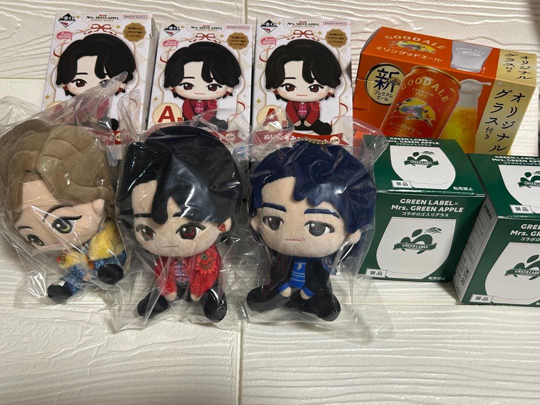 一番くじ Mrs. GREEN APPLE A賞 ぬいぐるみマスコット グラス付