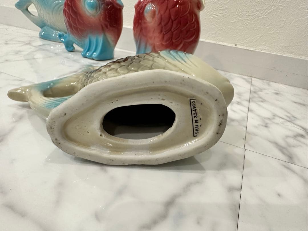 ヴィンテージ陶器 フィッシュ 置物＆花器 4点セット