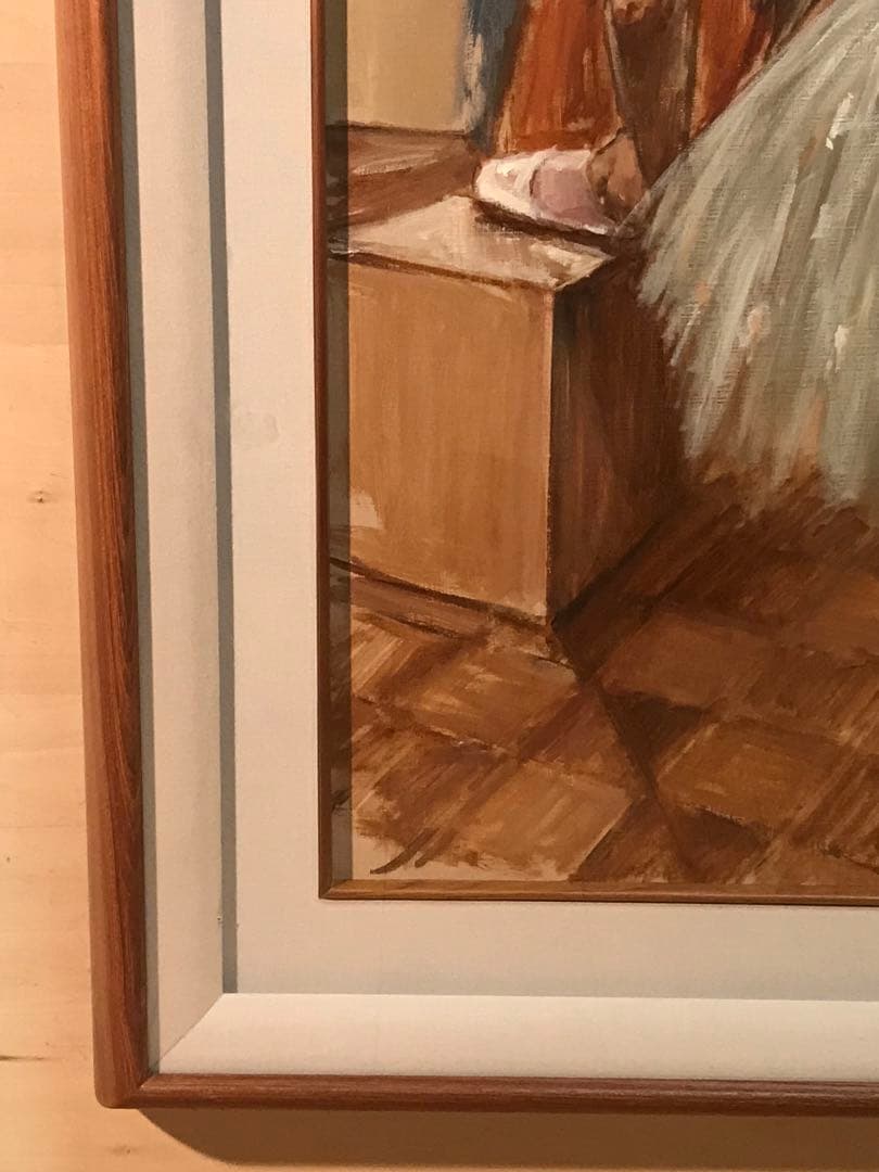 荒木義太郎「トーシューズ履くバレリーナ」油彩Ｆ１０号　画面右下に直筆サイン有り