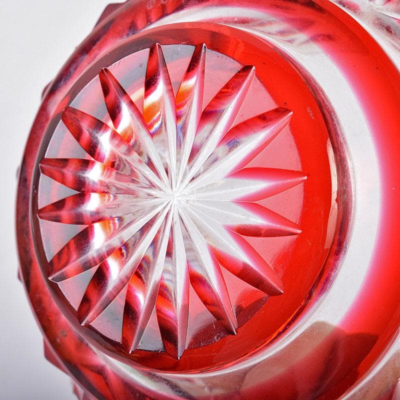 島津磯斉彬竈　薩摩ガラス工芸作　創作島津薩摩切子　向付鉢　共布共箱　GR8951