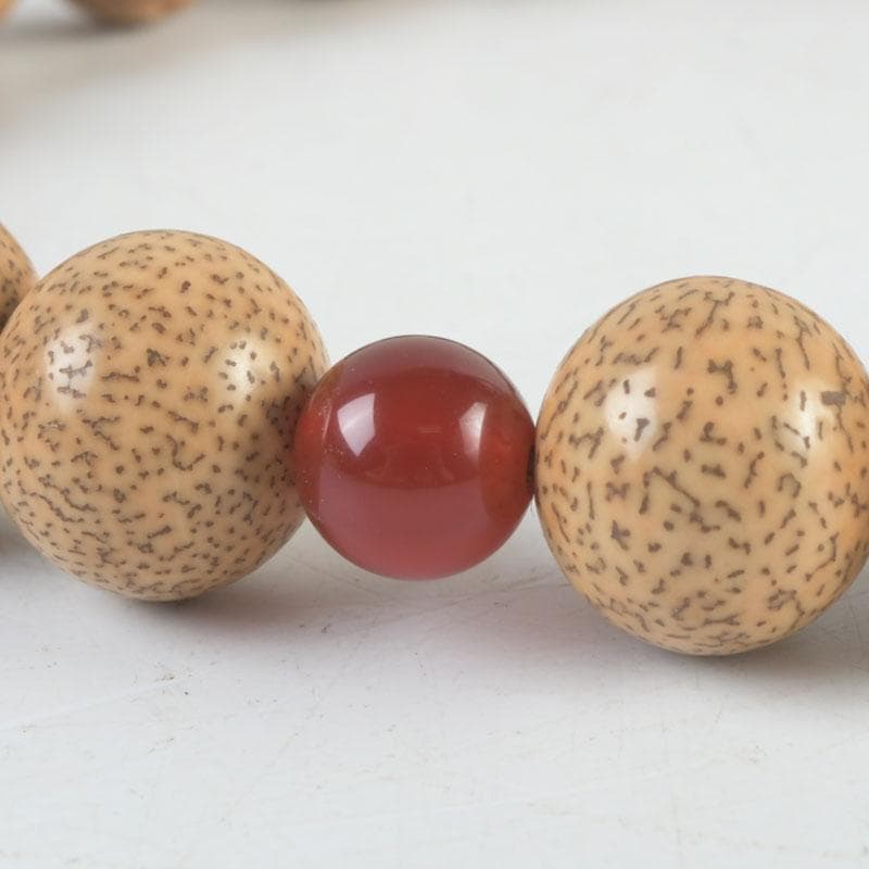 仏教美術　正絹房　赤瑪瑙　星月菩提珠　京念珠　数珠　共箱　N　9448