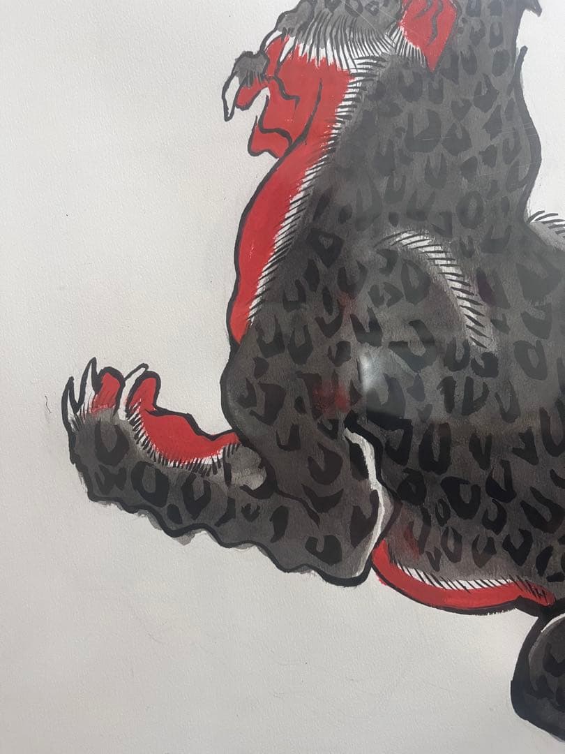 日本画　豹　夏兎（水墨画）