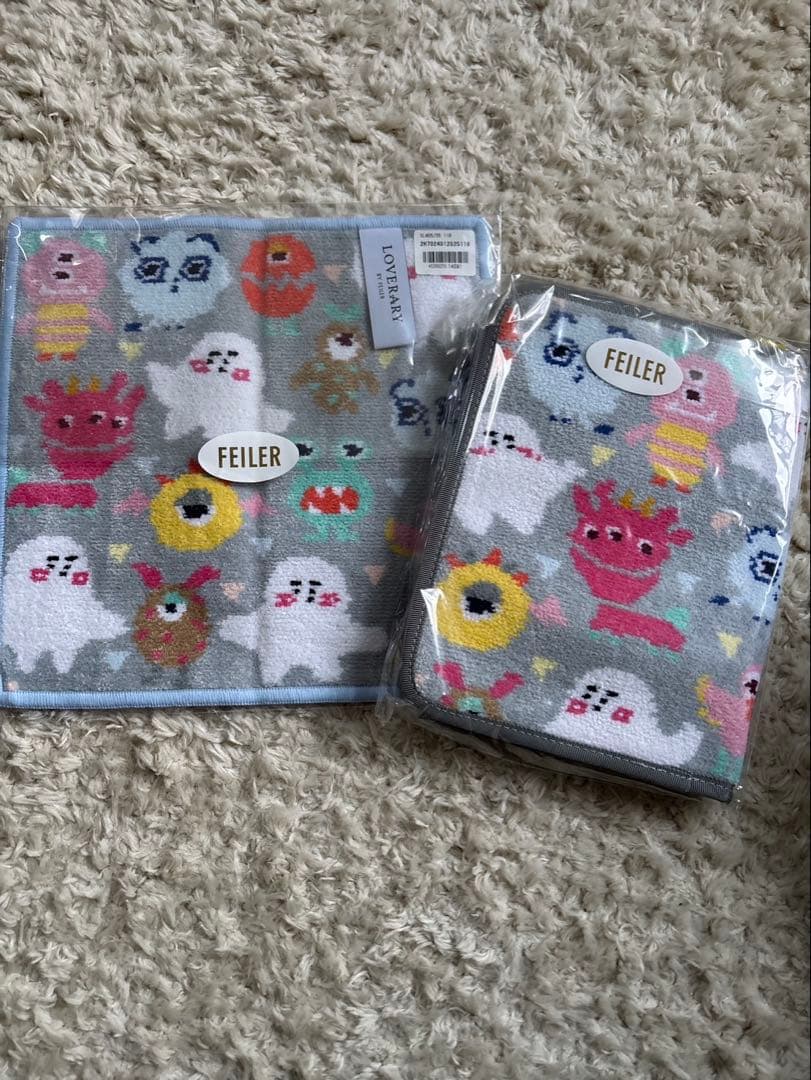 FEILER シナぷしゅ　カラフルキャラクター ハンカチ&マルチケース