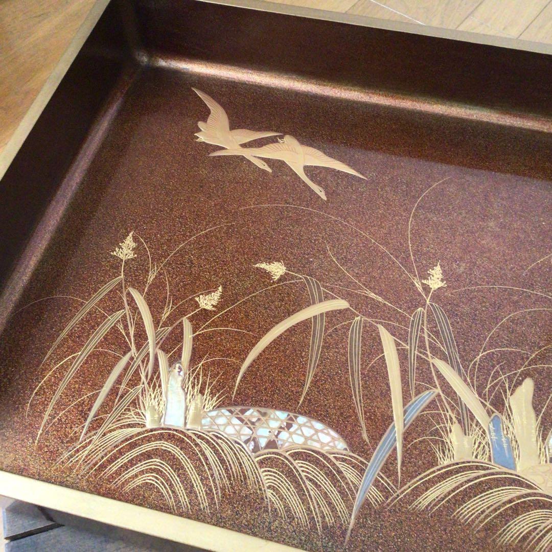 時代漆器　廣蓋　広蓋　骨董　蒔絵　螺鈿　昭和3年　共箱付き