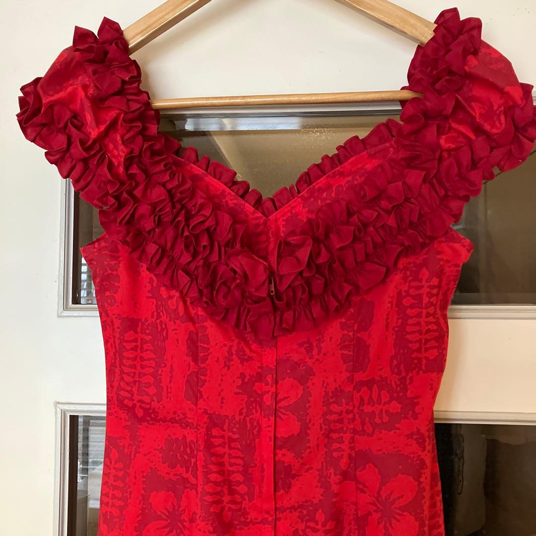 フラダンス ムームー レッドロングドレス プリンスカイウラニ