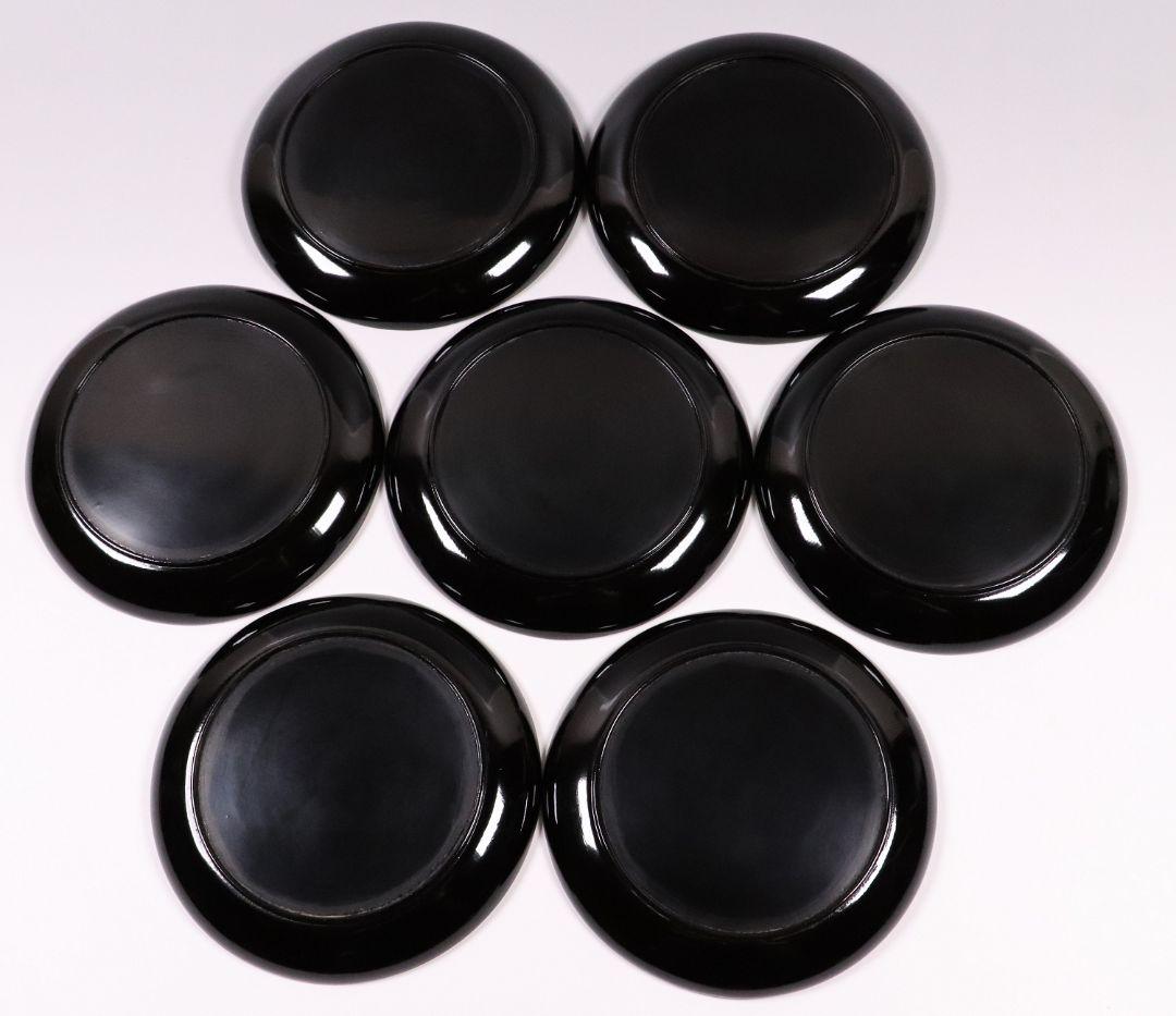 木製漆器 時代 竹図 闇蒔絵 黒塗銘々盆 十九客 15.8cm 木皿 MA17