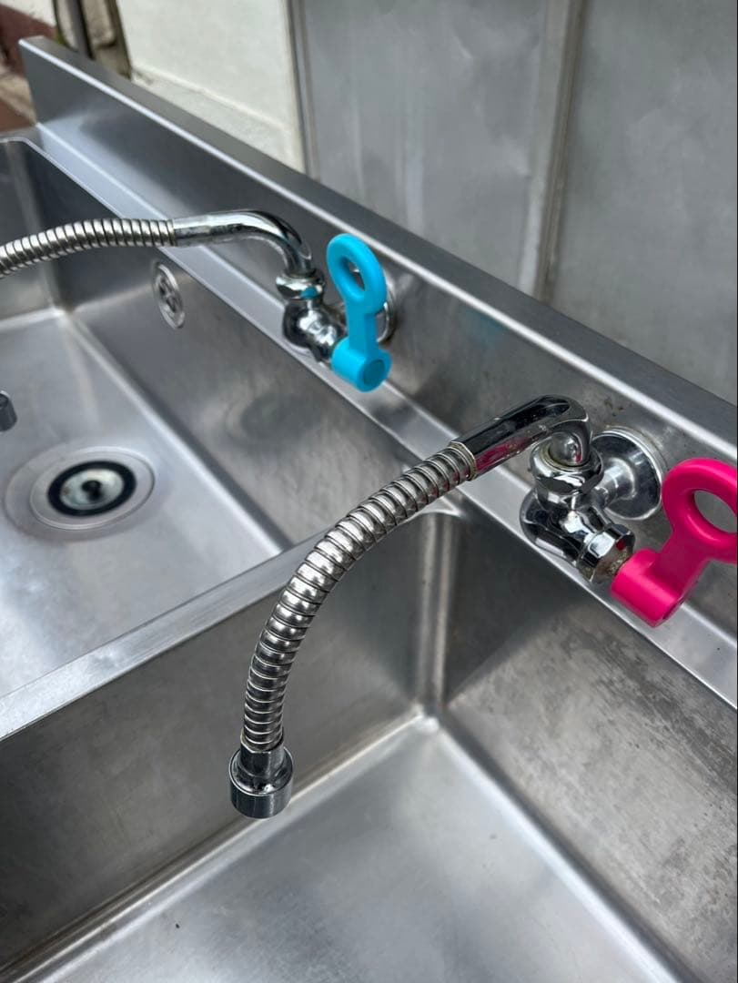 業務用 2槽シンク 2口蛇口付き 幅1500×奥450×高さ820+90