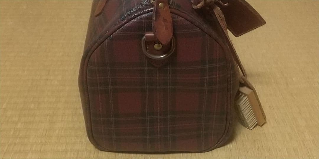 ポロラルフローレン ミニボストンバッグ チェック柄 ブラウン