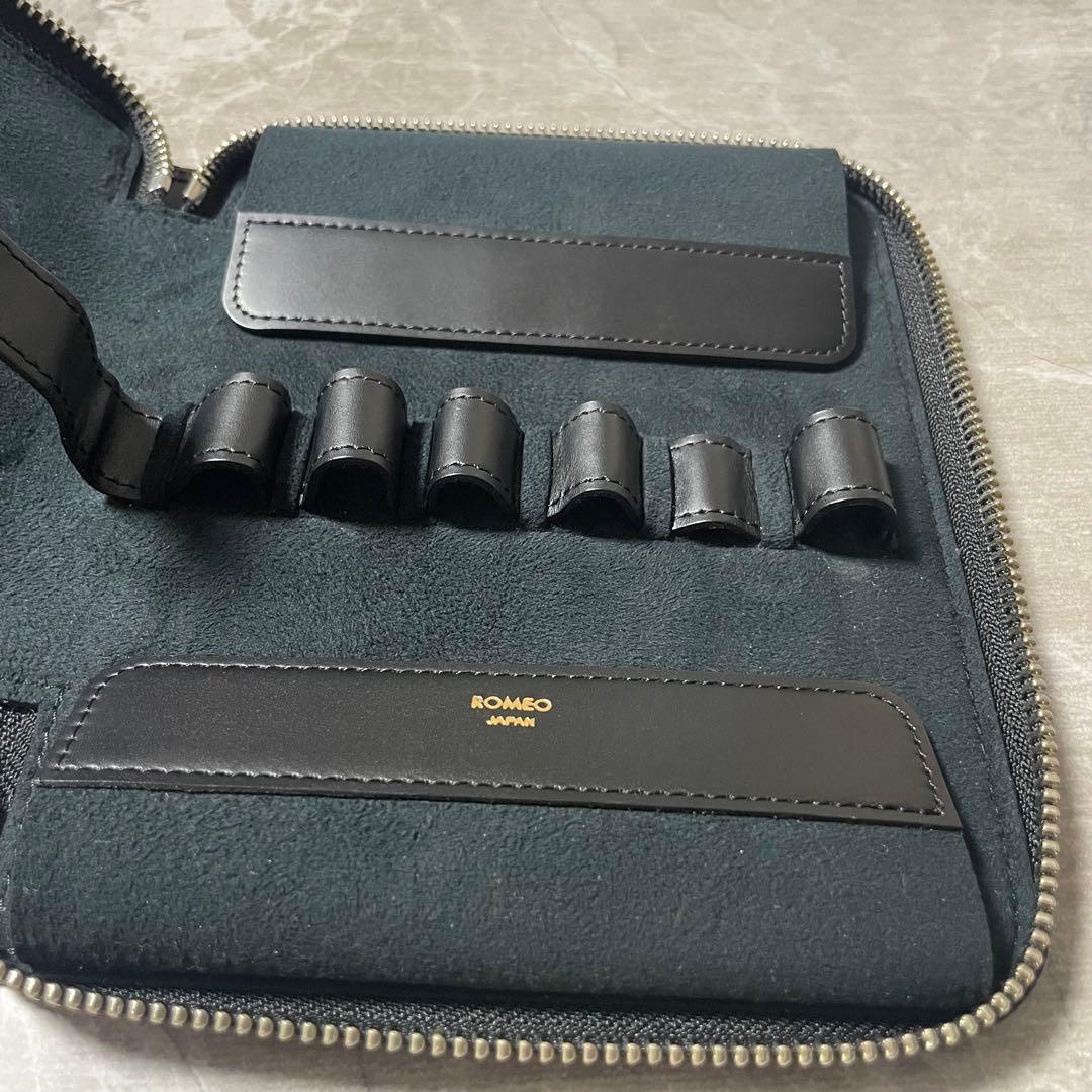 極美品｜伊東屋 ROMEO ロメオ【6本用】ペンケース 本革 黒 万年筆