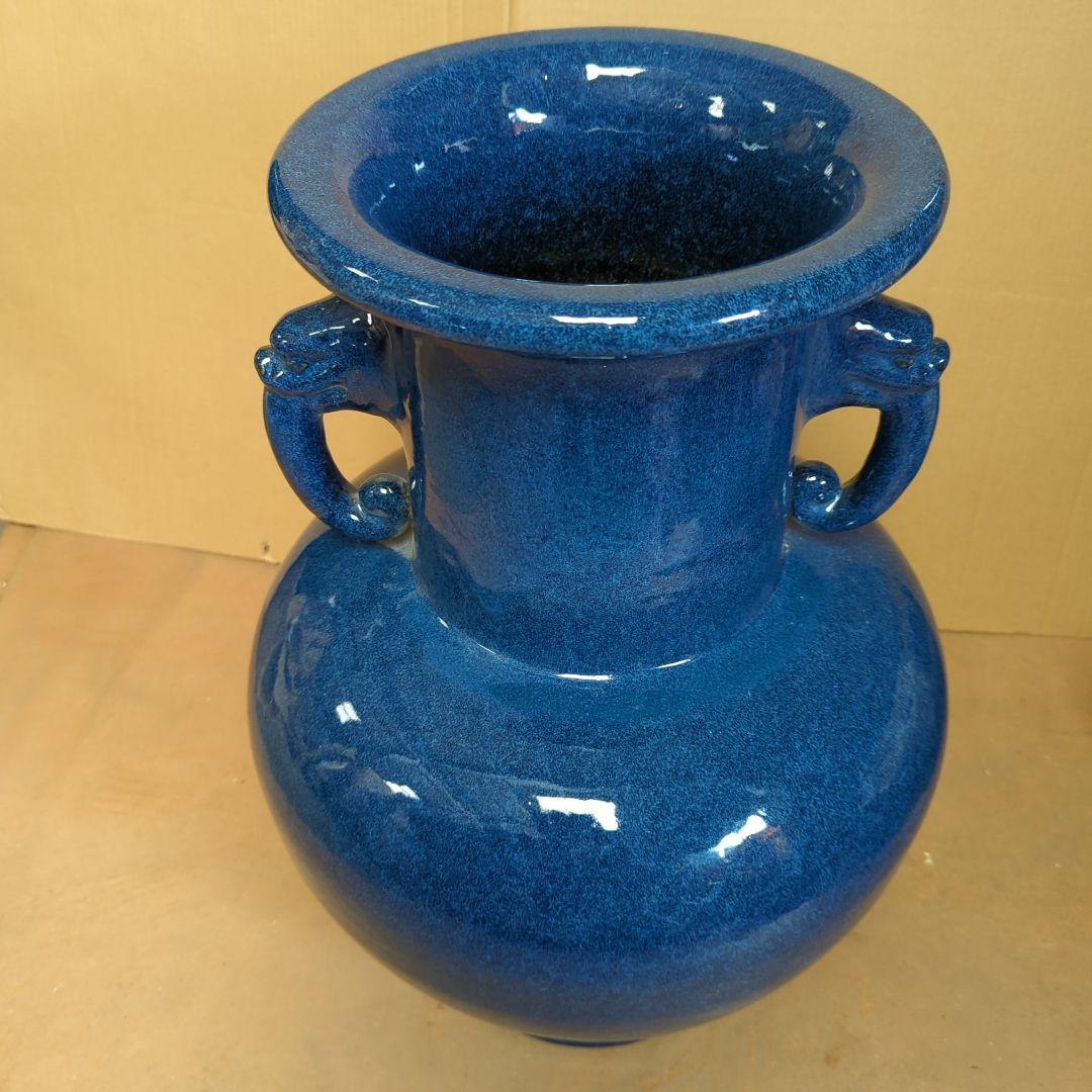 【信楽焼】生子釉象鼻耳付花瓶