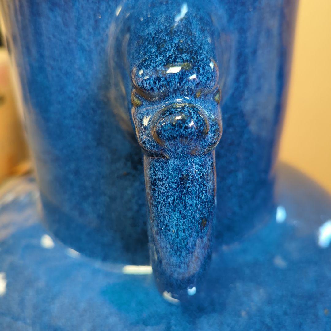 【信楽焼】生子釉象鼻耳付花瓶