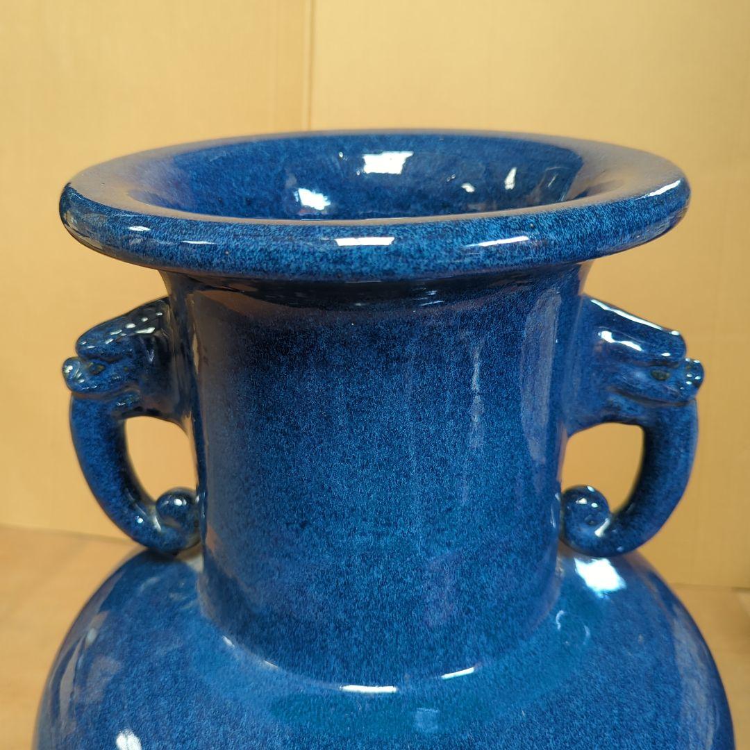 【信楽焼】生子釉象鼻耳付花瓶