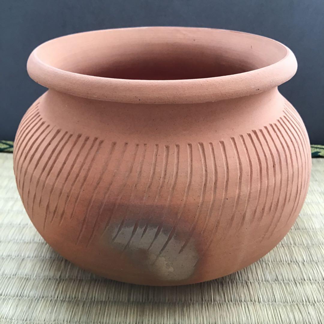 茶道具　ハンネラ建水　八幡窯　堀野証嗣作　栞　共箱　S153KS