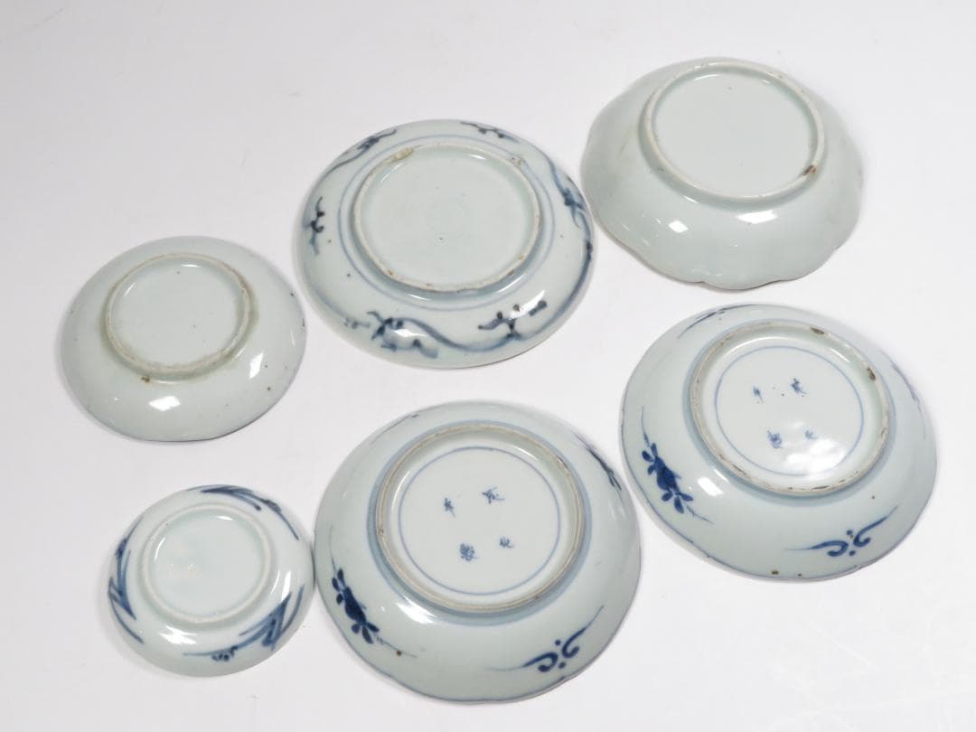 3480番　古美術＜値下げ交渉大歓迎＞染付　小皿　6枚セット　難有
