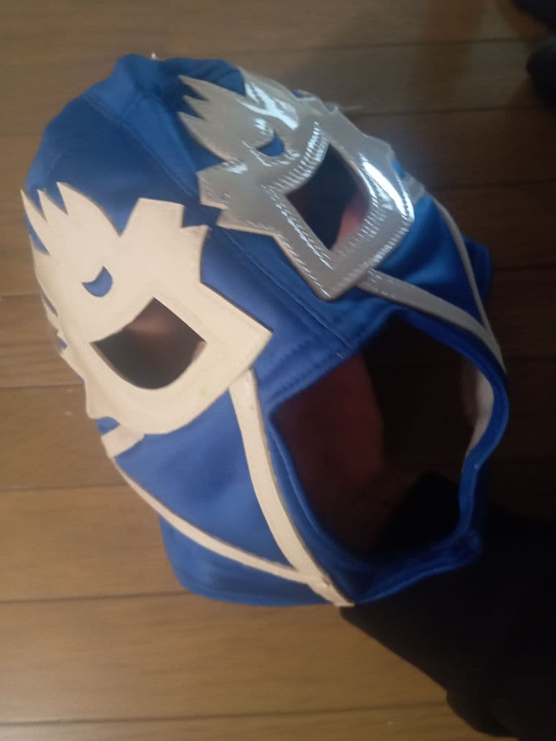 即決！獅龍 プロレスマスク 青 サイン入り