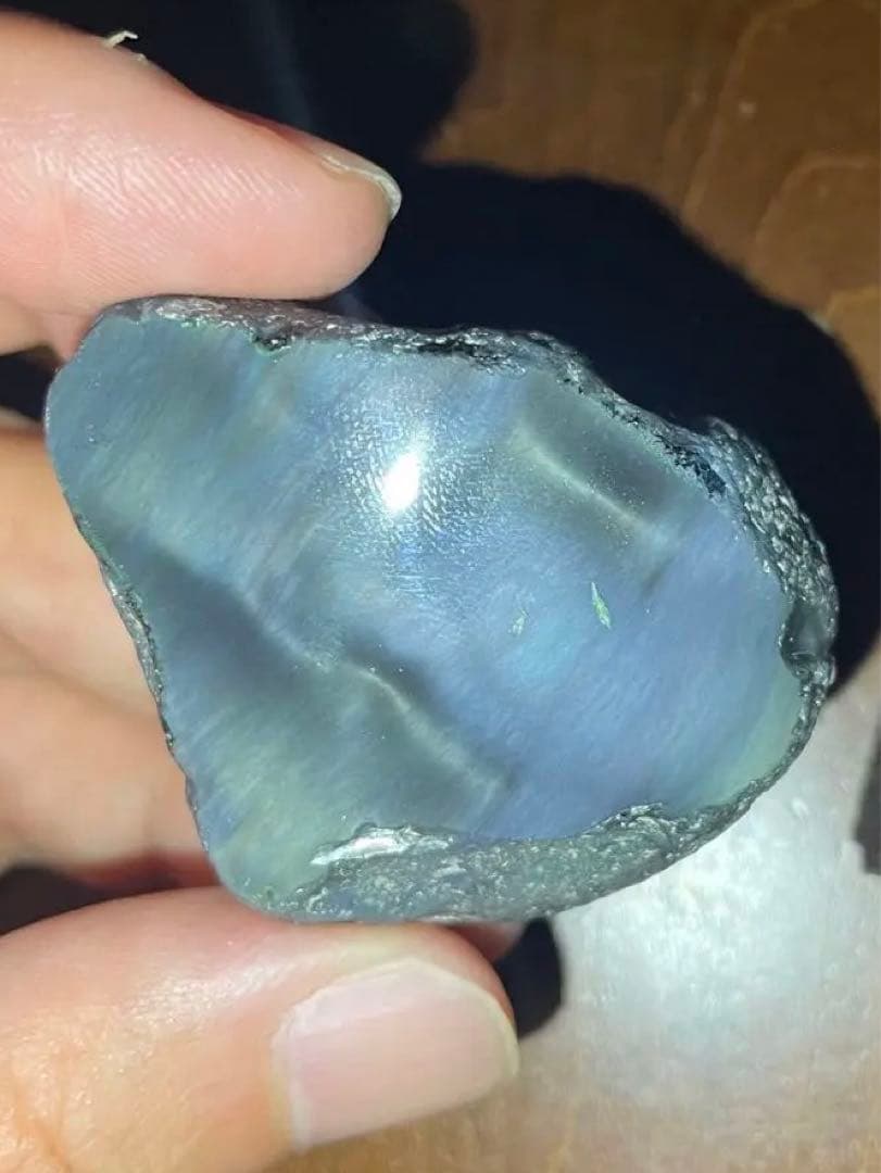 研磨品　十勝石玲瓏　グリーンベースオーロラ　レインボーオブシディアン