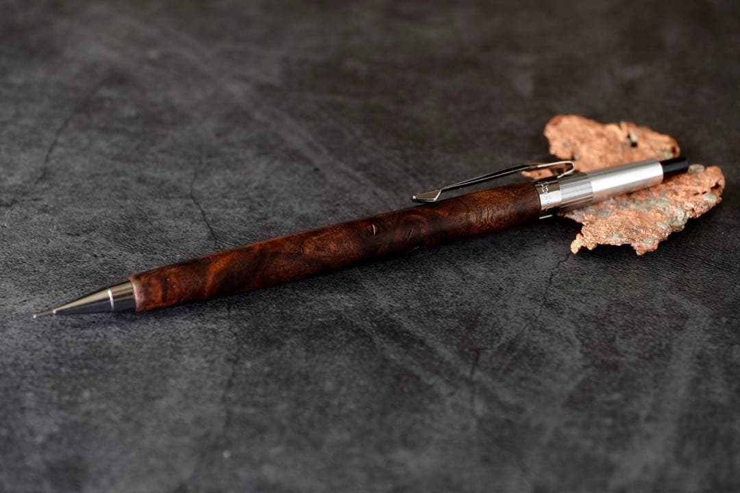 PG5木軸カスタム0205　高村杢工房 製図用シャーペン　クラロウォルナット瘤