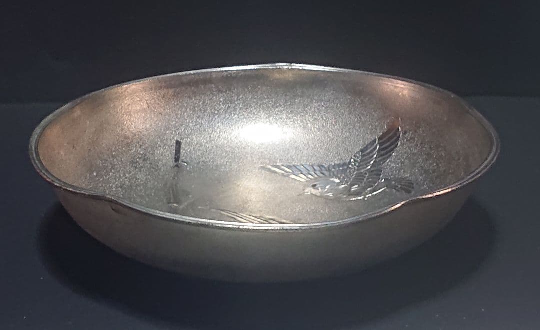 ヴィンテージ 靗光堂 梅型 菓子器 竹雀柄 約17.5㎝ 約330g