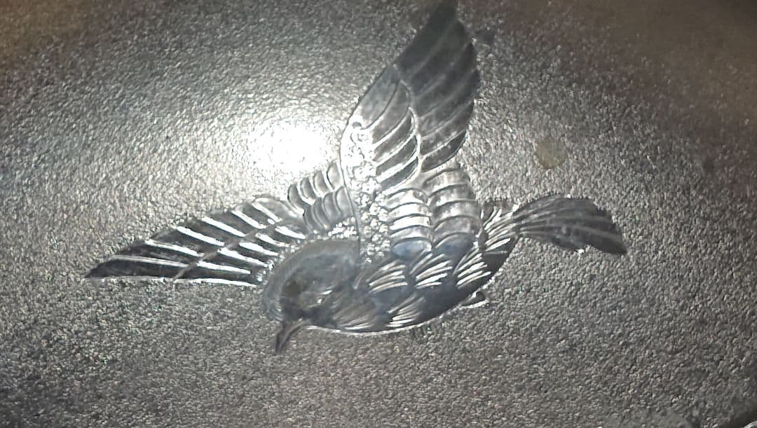 ヴィンテージ 靗光堂 梅型 菓子器 竹雀柄 約17.5㎝ 約330g