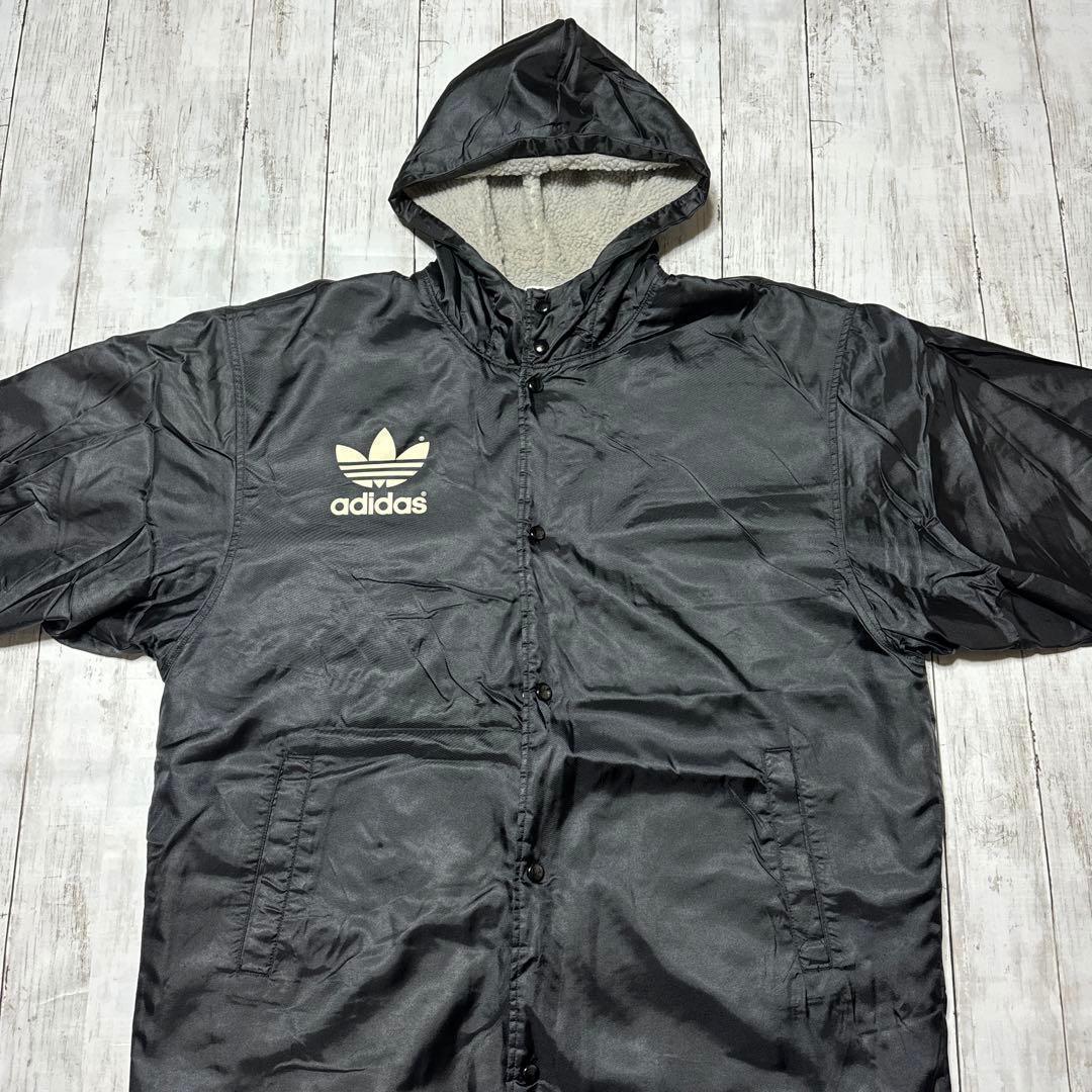 アディダス ベンチ コート ブラック ロゴ スポーツ ジャケット ウォームアップ