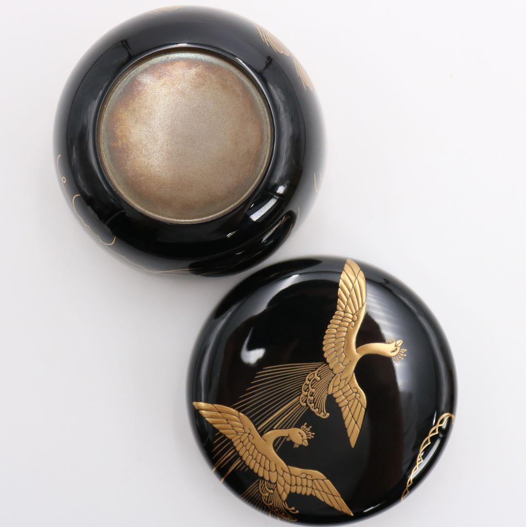 平安 雄斎作 鳳凰金蒔絵 平棗 内銀溜塗 茶道具 共箱　SV599　NT9