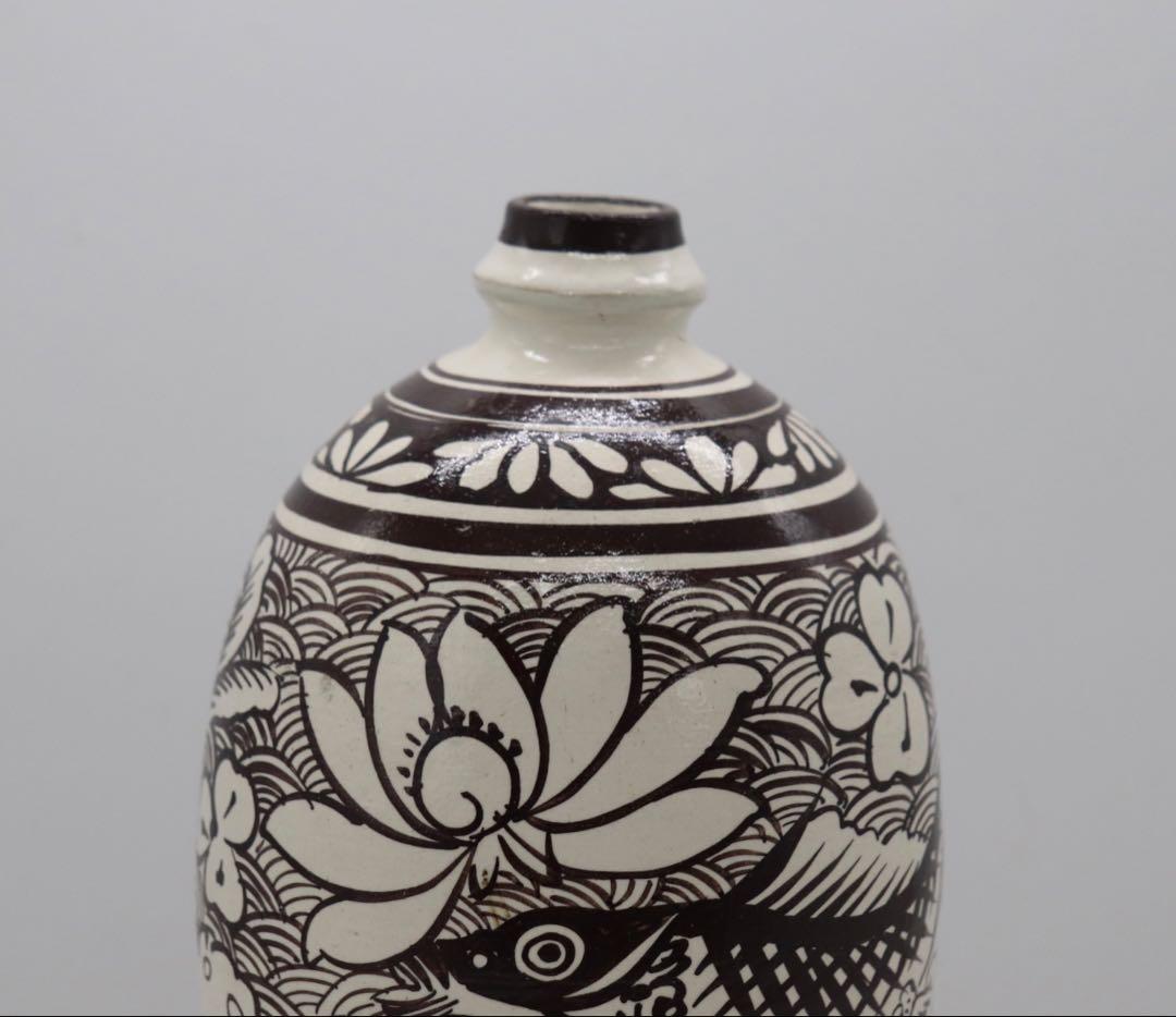 中国　磁州窯　魚蓮紋瓶　送料込み1213