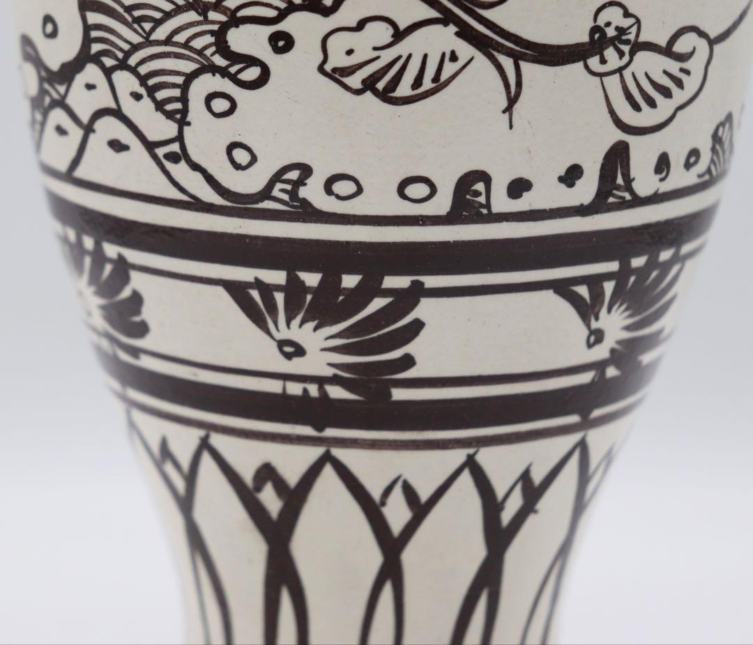 中国　磁州窯　魚蓮紋瓶　送料込み1213