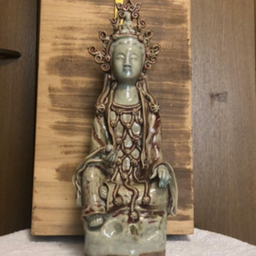 仏教美術　清代　辰砂座仏像　中国美術