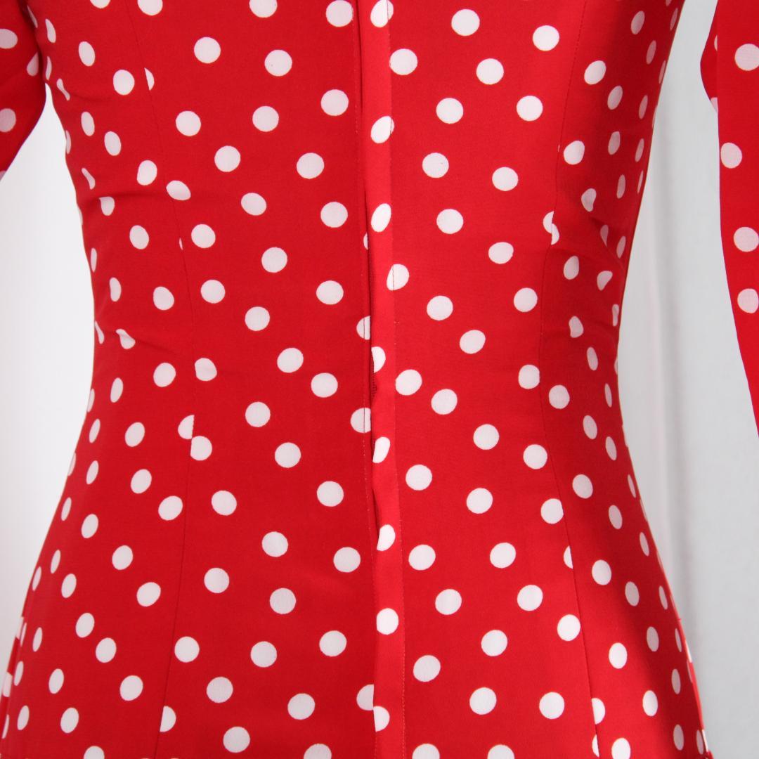 【美品 フラメンコ衣装】レッド×ドット柄 ワンピース ドレス ボランテ フリル
