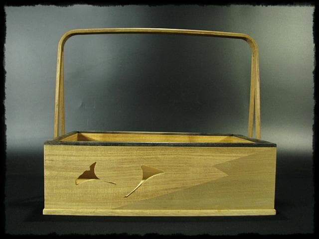 鵬雲斎好 銀杏透 手付 松皮菱 莨盆 山本貞斎 京指物 煙草盆 茶道具 f233