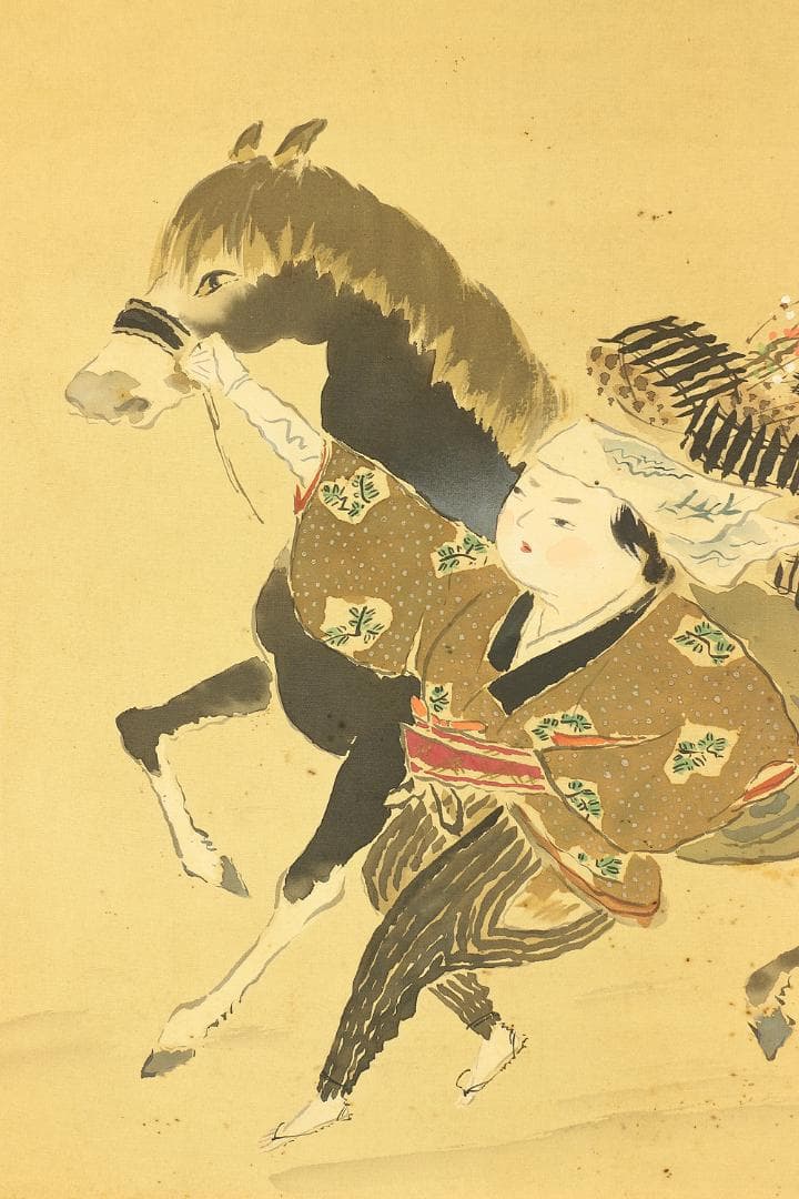 佐野光穂 1896-1960 長野 菊池契月師事「大原女」掛軸 肉筆 絹本