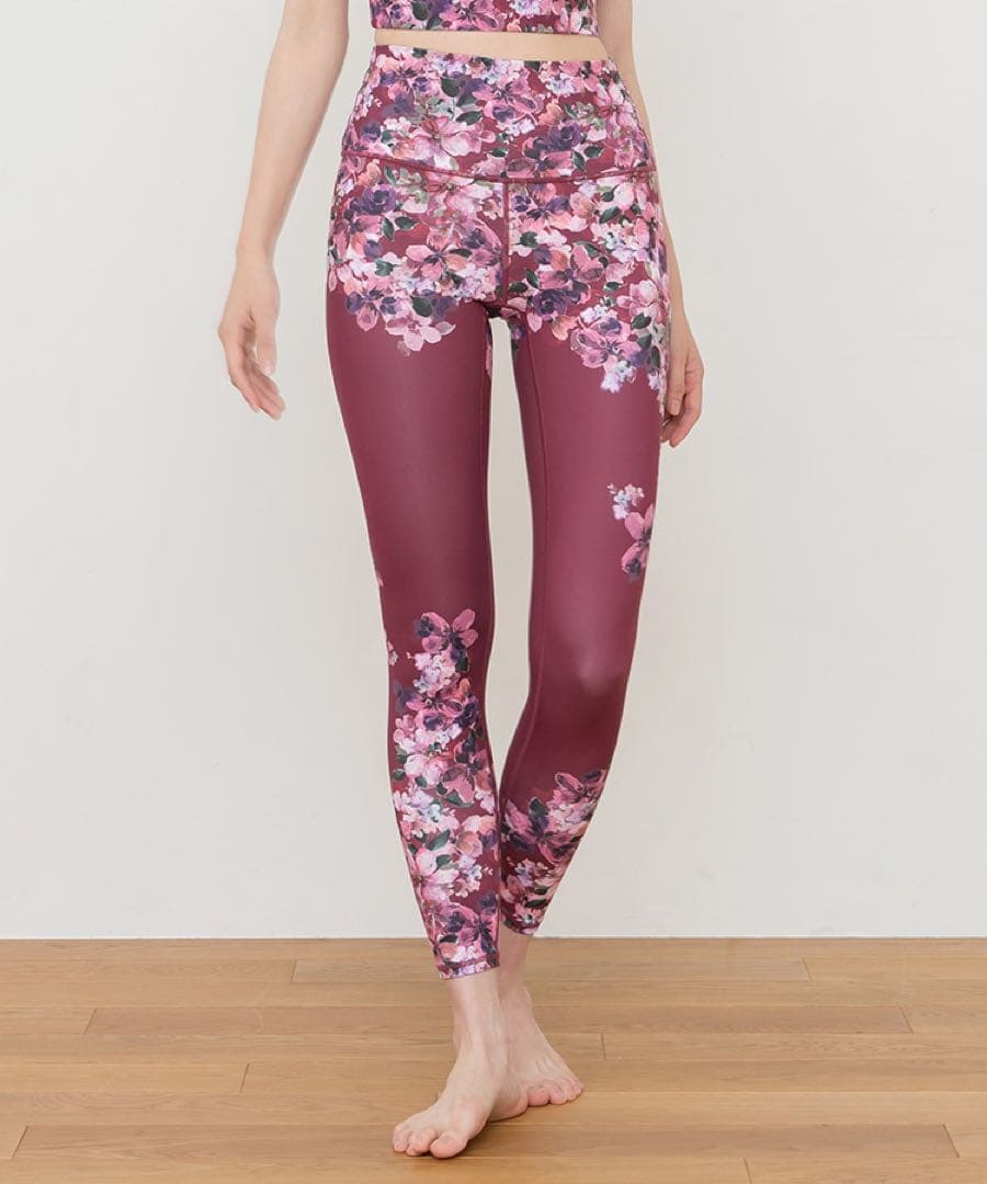 【新品未開封】SUKALAフルオブフラワーパネルレギンスMサイズ ローズコッパー