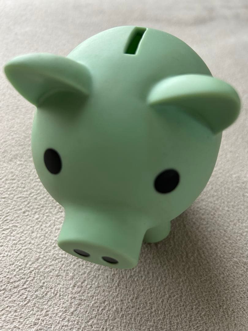 ピングー　ブタ　貯金箱　グリーン　レトロ　おもちゃ