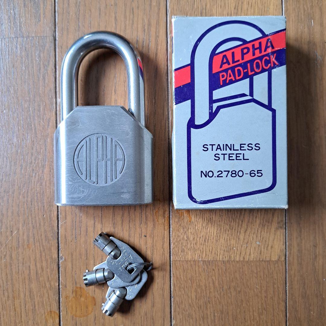 ALPHA ステンレス 南京錠 NO.2780-65 鍵3本付き