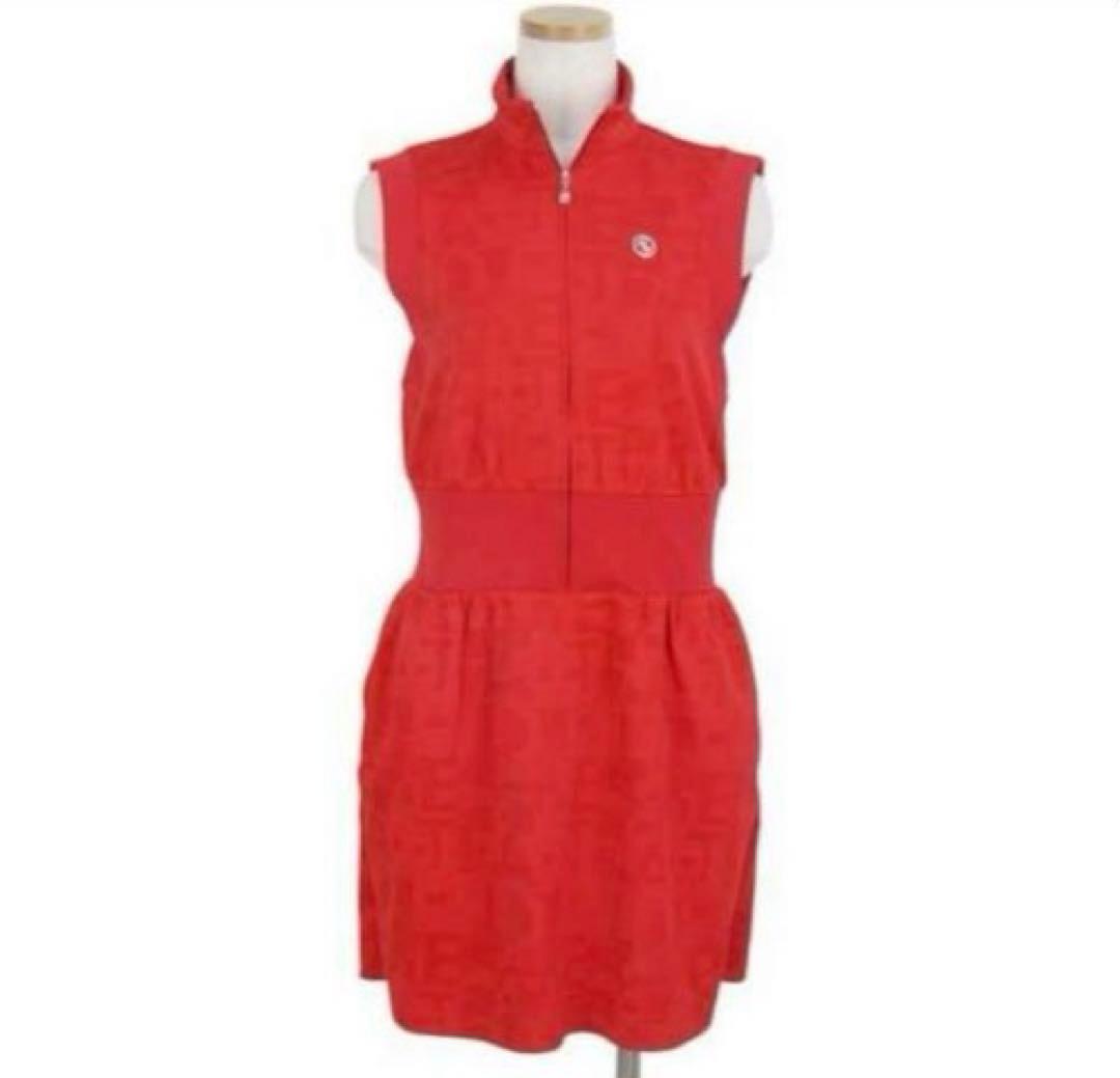 未使用タグ付き アダバット ワンピース 赤 ゴルフウェア