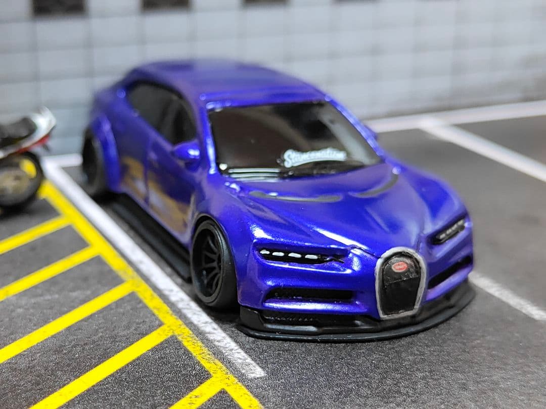 ホットウィールカスタム ポルシェ×シロン 顔面スワップ 深リム☆1トミカ改造