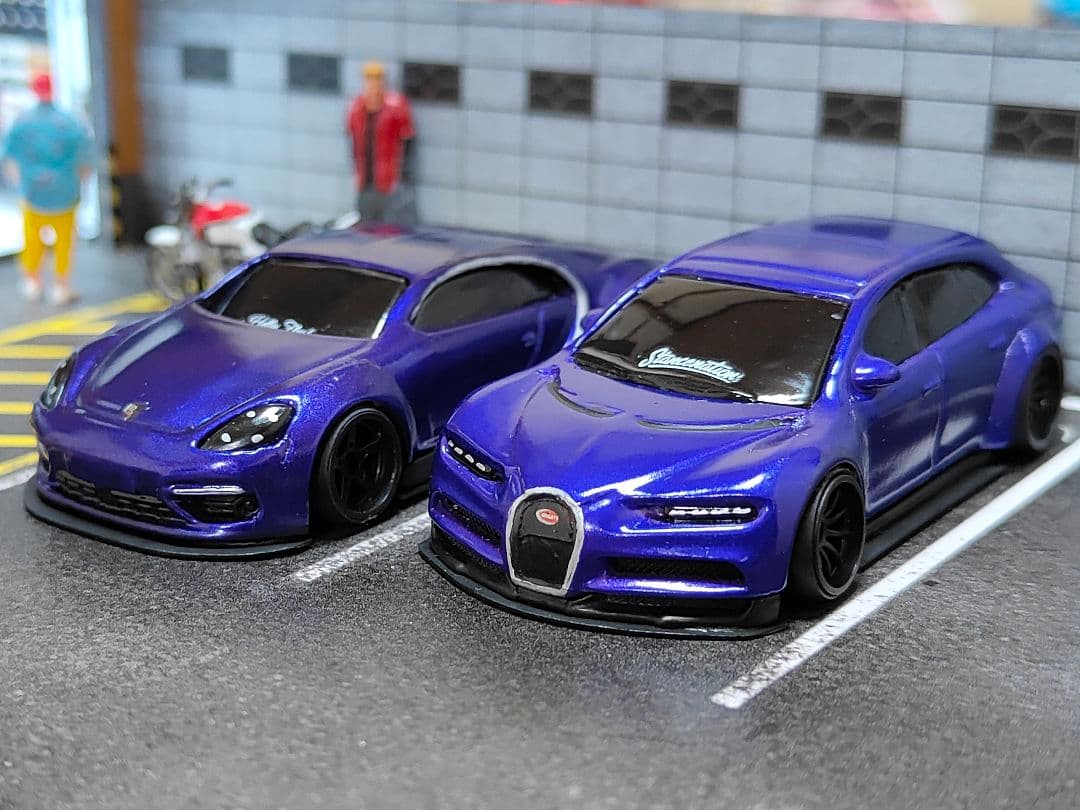 ホットウィールカスタム ポルシェ×シロン 顔面スワップ 深リム☆1トミカ改造