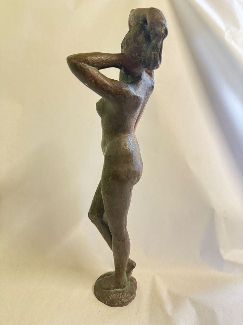 少女像　ブロンズ　 銅製 高46cm 重3300gサイン有　レア