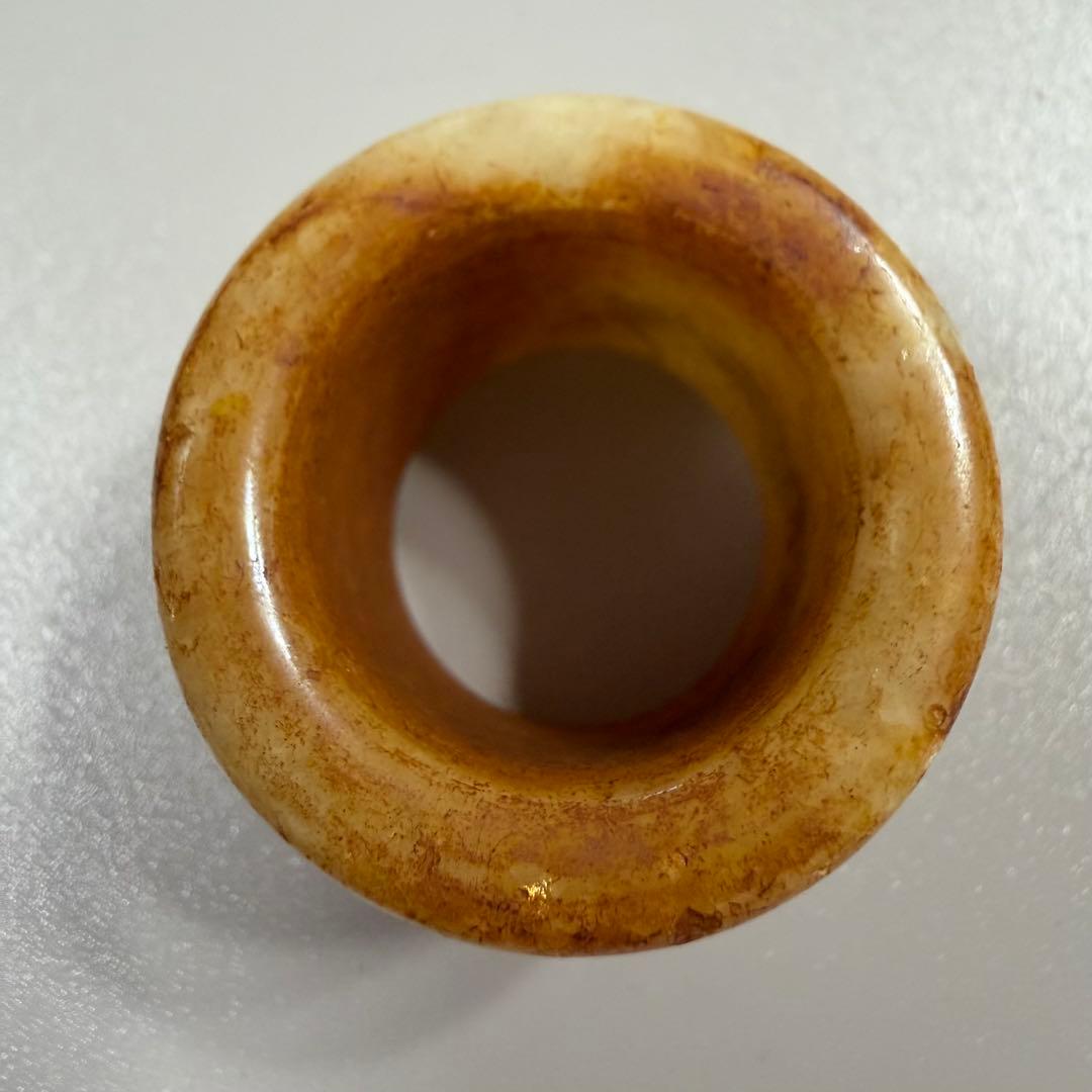 天然石　扳指　吉祥紋細工彫刻　時代物