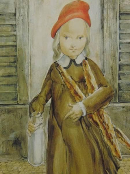 藤田嗣治、【小さな主婦 】、希少な限定額装用画集画、新品高級額 額装付