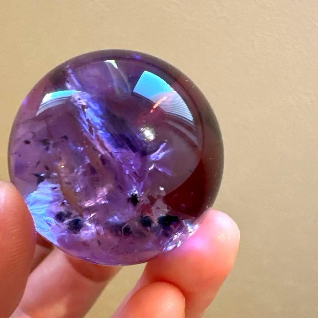 アメシスト　スフィア　高品質　ホーランダイト　虹　ファントム