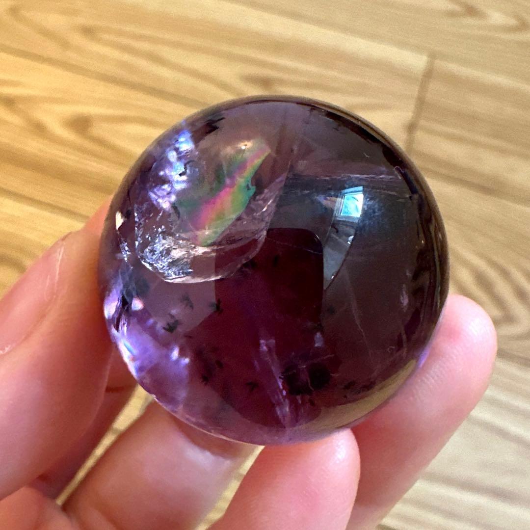 アメシスト　スフィア　高品質　ホーランダイト　虹　ファントム