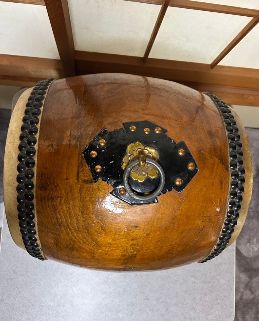 【値下げ✨和太鼓】長胴太鼓1尺1寸　天然木胴くり抜き（台座付き）