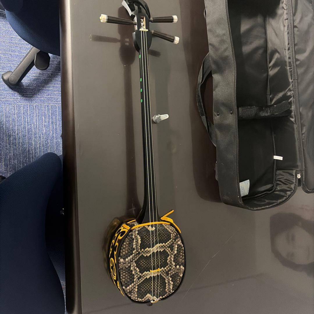 三線 本体 ヘビ皮 ケース付き