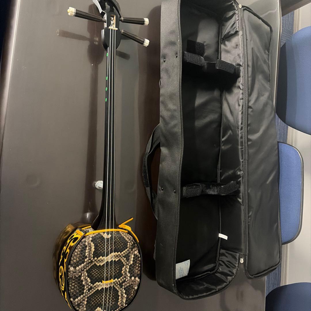 三線 本体 ヘビ皮 ケース付き